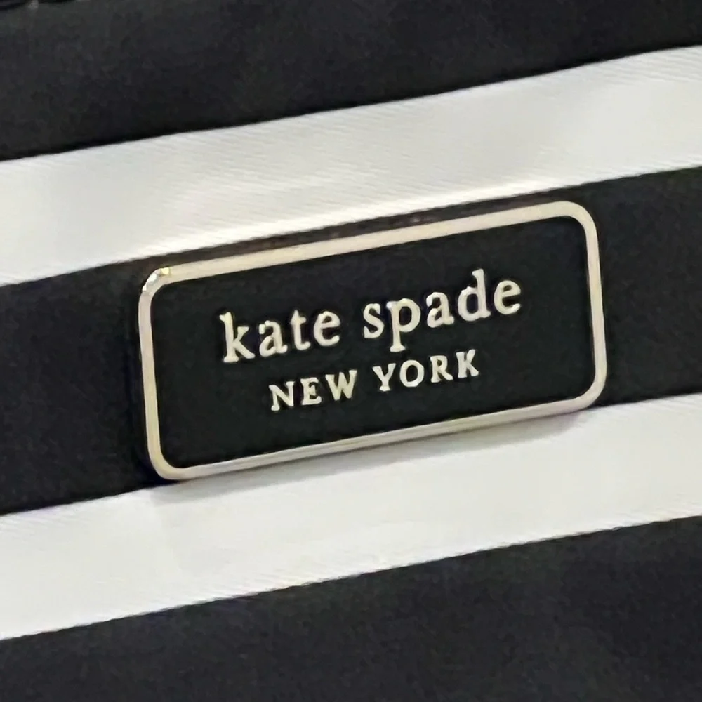 Kate Spade “Hayden” Sailing Stripe Top Zip Tote (Black/White) - Picture 2 of 8